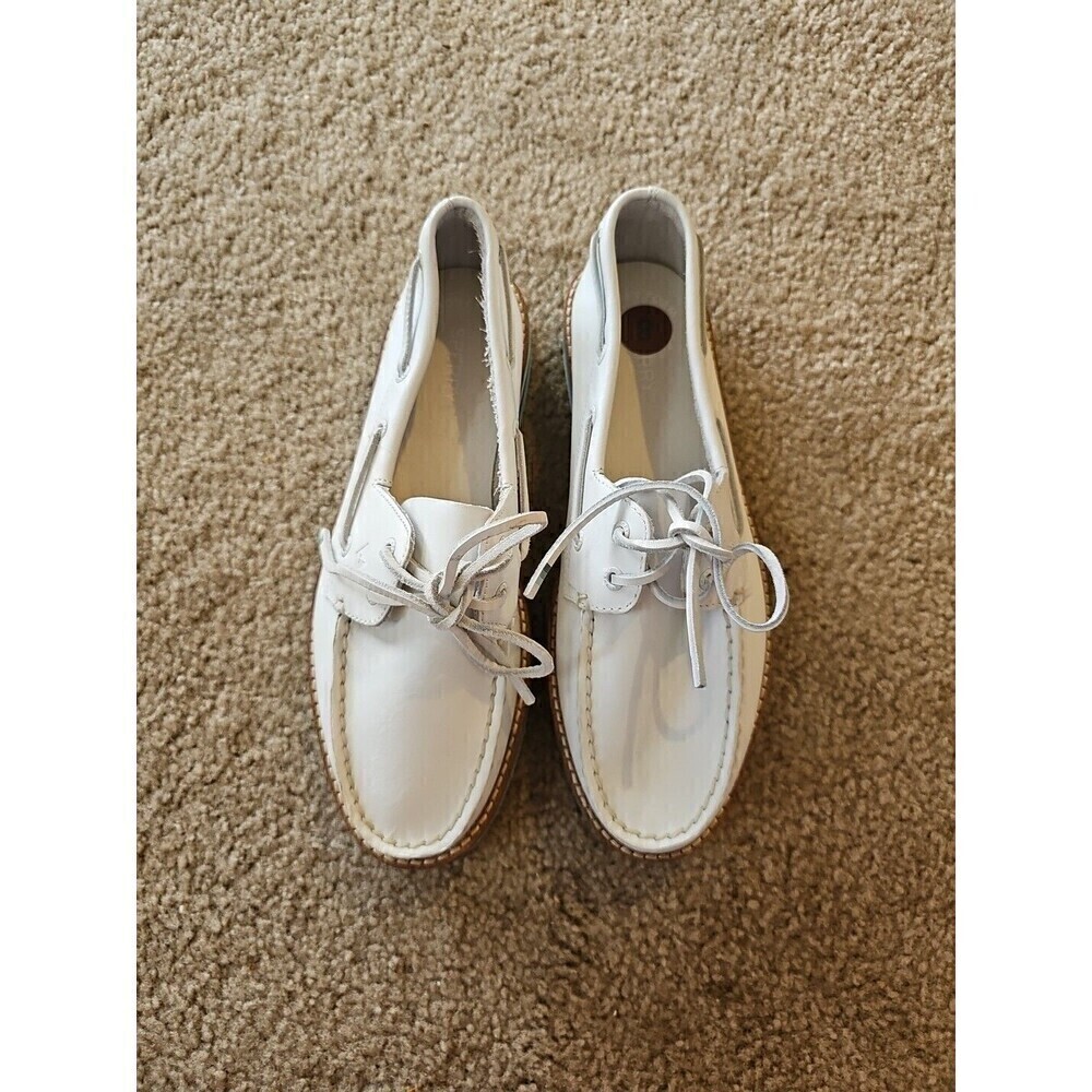 Sperry Women's Ivory Leather Platform Boat Shoe Size 8 - Picture 2 of 8